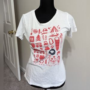 White/Red Graphic Tee, XS, Columbia